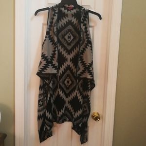 CARDIGAN Open Sweater Vest Say What? Aztec Boho Grey & Black🖤
